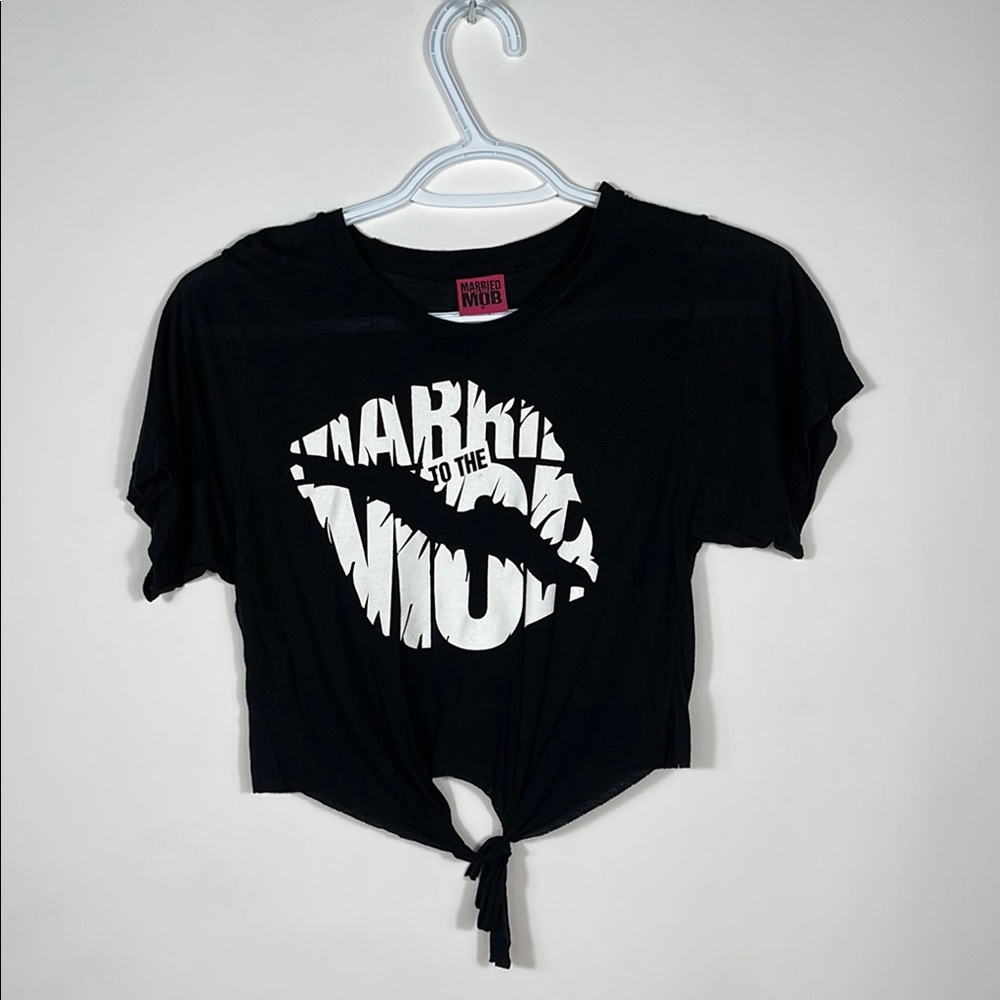 Black Graphic Tie-Front T-Shirt